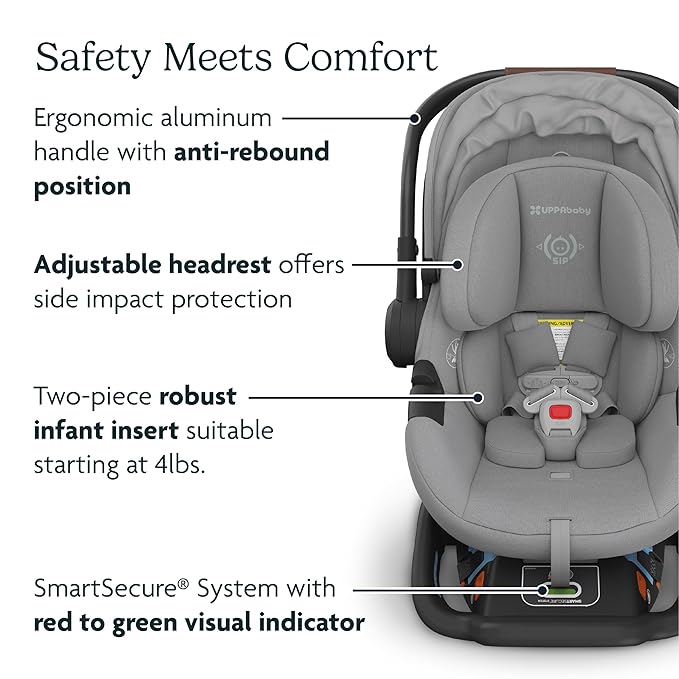 UPPAbaby Travel System, Includes Cruz V2 Stroller + Aria Lightweight Car Seat Combo - Toddler Seat, Rain Shield, Storage Bag, Car Seat, Base + Infant Insert Included - Greyson (Charcoal Mélange)