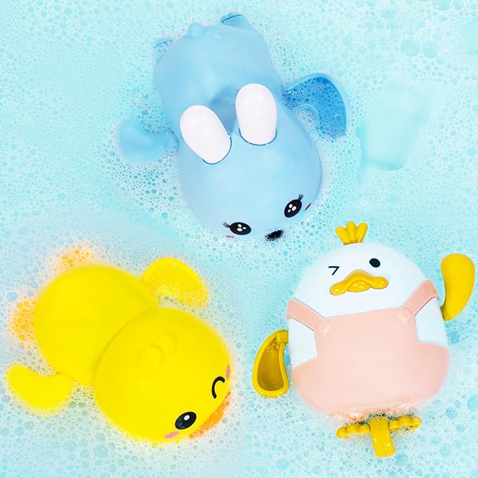 Easter Basket Stuffers - Easter Gifts for Kids - Set of 3 Wind Up Bath Toys - Easter Egg Fillers - Floating Pool Toys - Baby Bathtub Water Toys for Toddlers Newborn Infant Girls Boys 1 2 3 Year Old