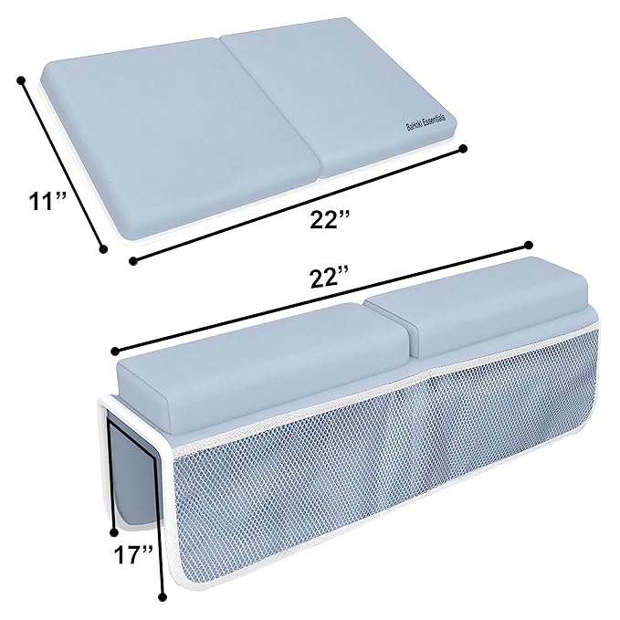 Bahoki Essentials Bath Kneeler Set - Bathtub Kneeling and Elbow Rest Pad - Thick Memory Foam Arm and Knee Support While Bathing Newborn Babies or Toddler - with Mesh Organizer for Baby's Toys
