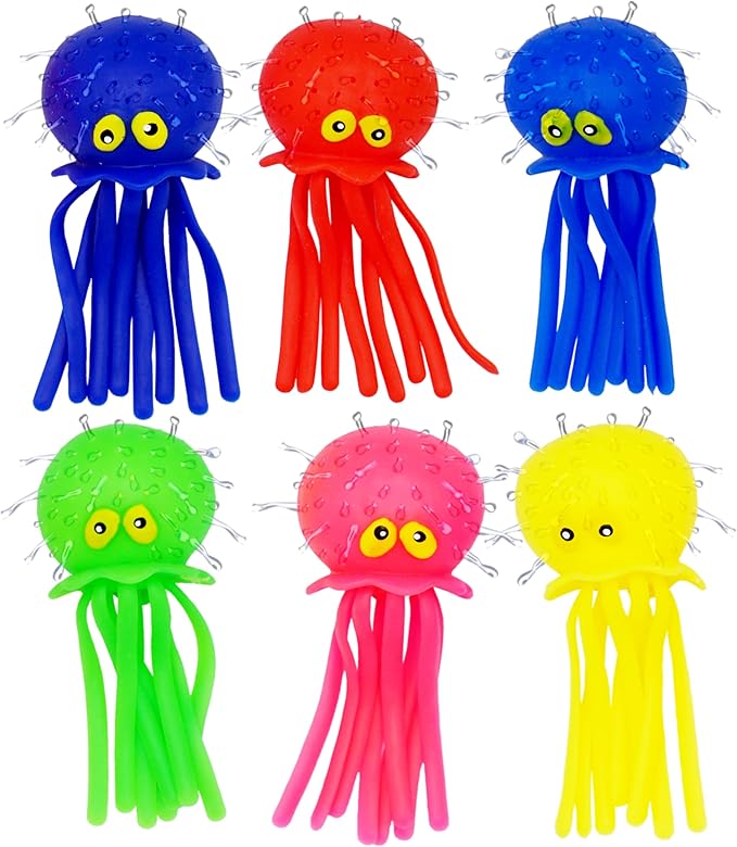 Octopus Water Balls - Pack of 6 Pool Toys for Kids Sensory Absorbent Water Splash Balls Bomb, Toddler Bath Toy, Swimming Pool Floating Swim Toys Outdoor Activity Game Easter Basket Stuffer