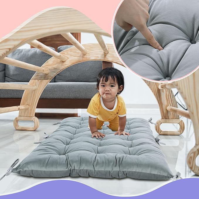 ROYALAY Premium Climbing Set Cushion, Toddler Nap Mat, Bed Floor Pillow, Rocker Pillow for Toddlers Arch Climber, 34 * 20 * 3 inch, Gray