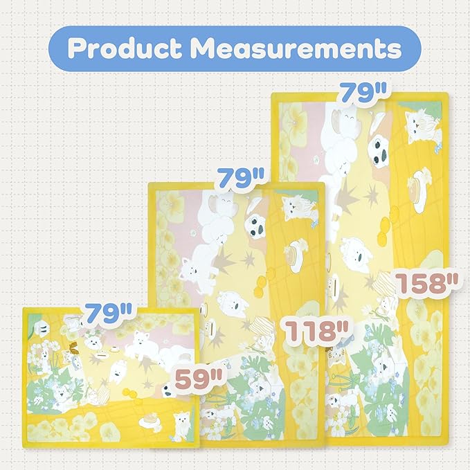 1.5" Thick Educational Baby Floor Play Mat 59x79, Flannel Padded Memory Foam Kids Mat, Non-Slip Plush Playmat for Nursery Playroom Classroom (Dog)