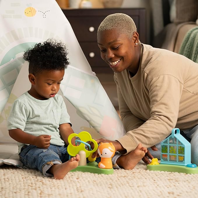 Ingenuity Tummy-to-Toes 6-in-1 Milestone Center, Play Gym, Foldable Mat, Music and Nature Sounds, Lights, Activity Jumper, Table, Playhouse, for Ages 0-48 Months