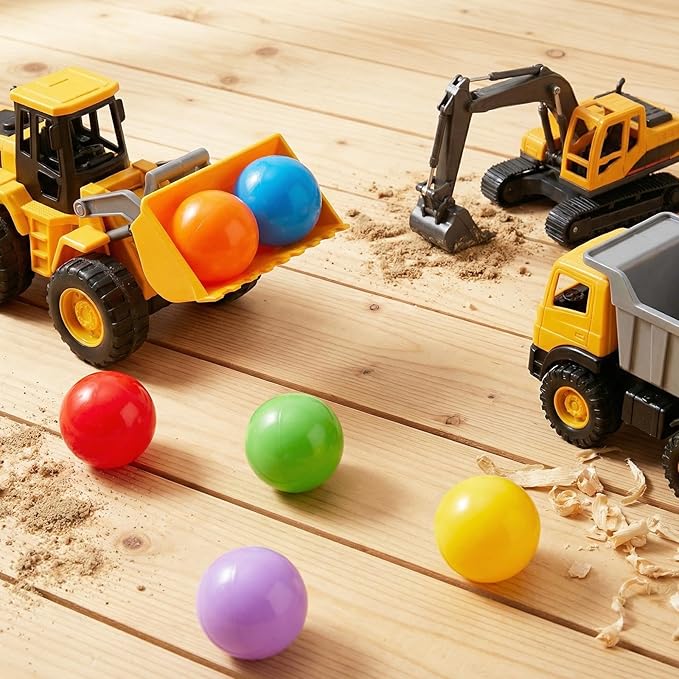 Civaner 6 Pieces Multi Colored Plastic Replacement Balls Small Bulldozer Popper Toy Balls 1.75 Inch Soft Crush Proof Air Filled Ocean Ball for Toddlers (Vibrant)