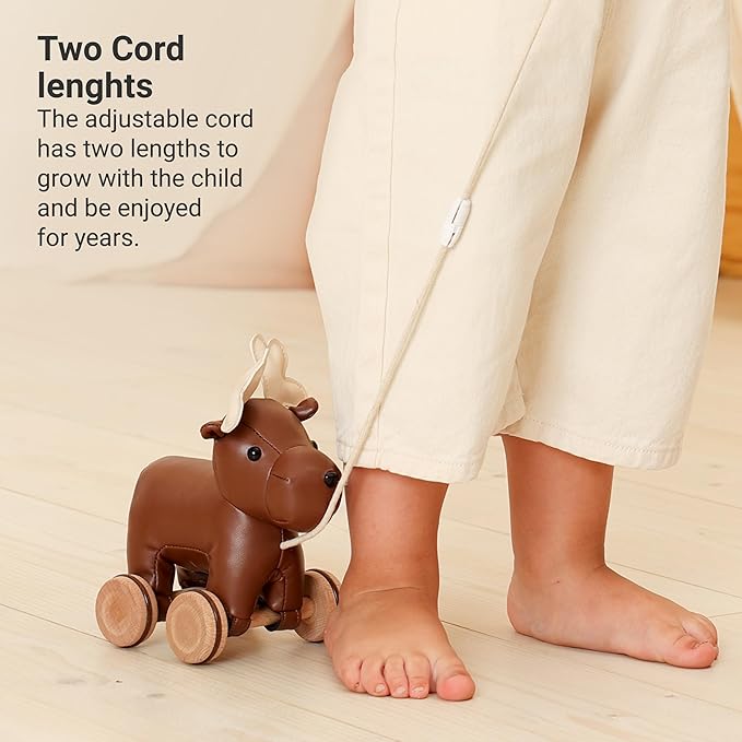 Little Big Friends Moose Pull Toy for Toddlers | Soft Walking Toy with Adjustable Cord | Classic Baby Push & Pull Toy | Bruce The Moose