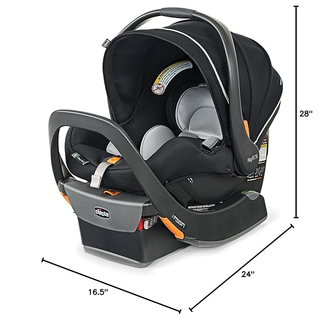 Chicco KeyFit 35 Zip ClearTex Infant Car Seat and Base, Rear-Facing Seat for Infants 4-35 lbs., Zip-Open Privacy Shield, Compatible with Chicco Strollers | Obsidian/Black