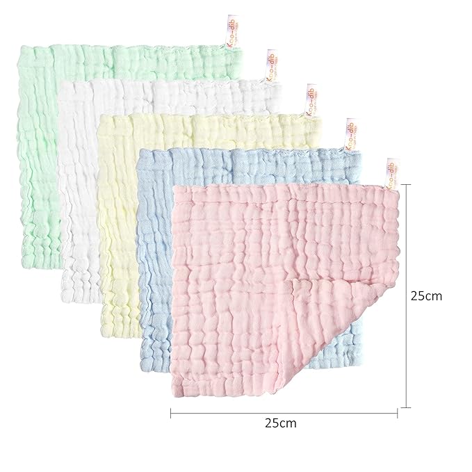 Soft Newborn Essentials - Muslin Washcloths & Towels for Sensitive Skin - 10 Pack, 10x10 Inches - Baby Register Shower Gift