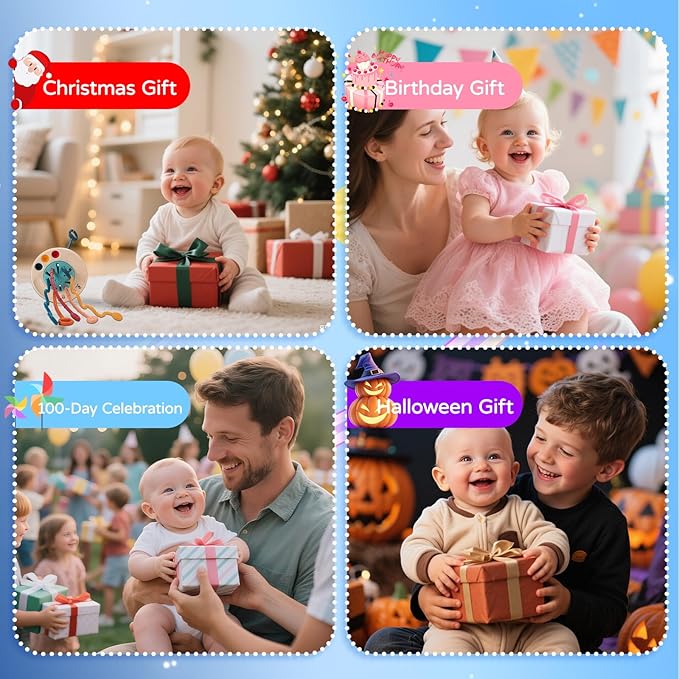 Baby Toys for 1 Year Old, Montessori Toys Hanging in Stroller, Sensory Toy for Todders 12-18 Months+, UFO Pulling Educational Game for Developing Motor Skills Gift for Boys& Girls