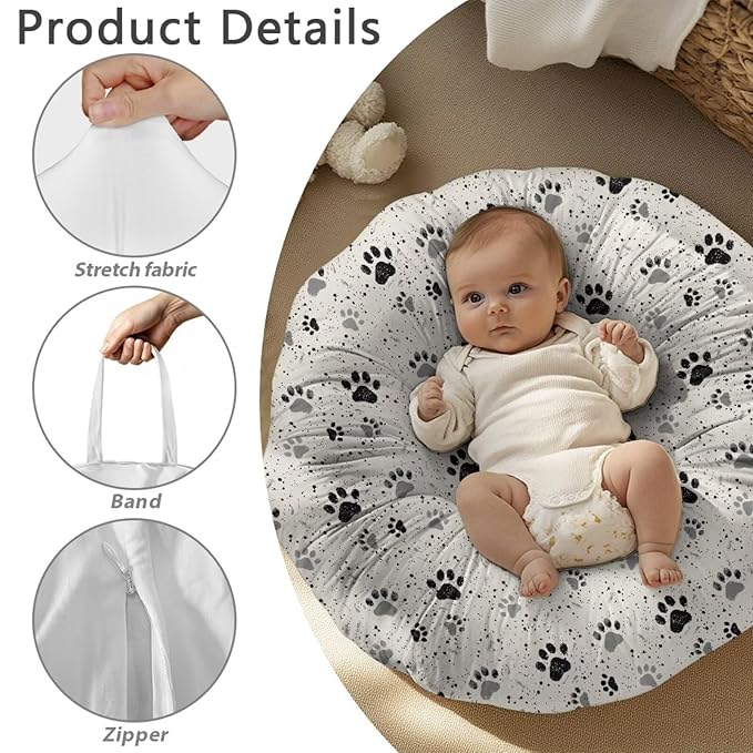 Classic Paws Baby Lounger Cover Removable Soft Slipcover for Newborn Baby Padded Lounger Infant Floor Seat Cover for Boys Girls Baby Essentials