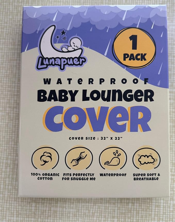 100% Waterproof Baby Lounger Cover - 2-Ply Organic Cotton Slipcovers Keep Your Lounger Clean & Your Baby Comfy - Machine Washable - (Lounger Not Included) - Brown