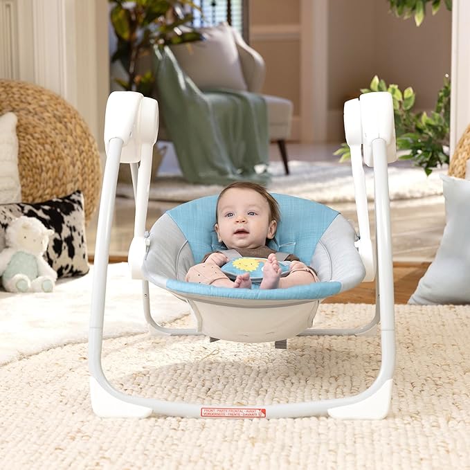 Ingenuity: ity by Ingenuity Sun Valley Canopy Portable Swing - Canopy, 2 Toys, 2-Position Seat Recline, Unisex, for Ages 0-9 Months, Grey