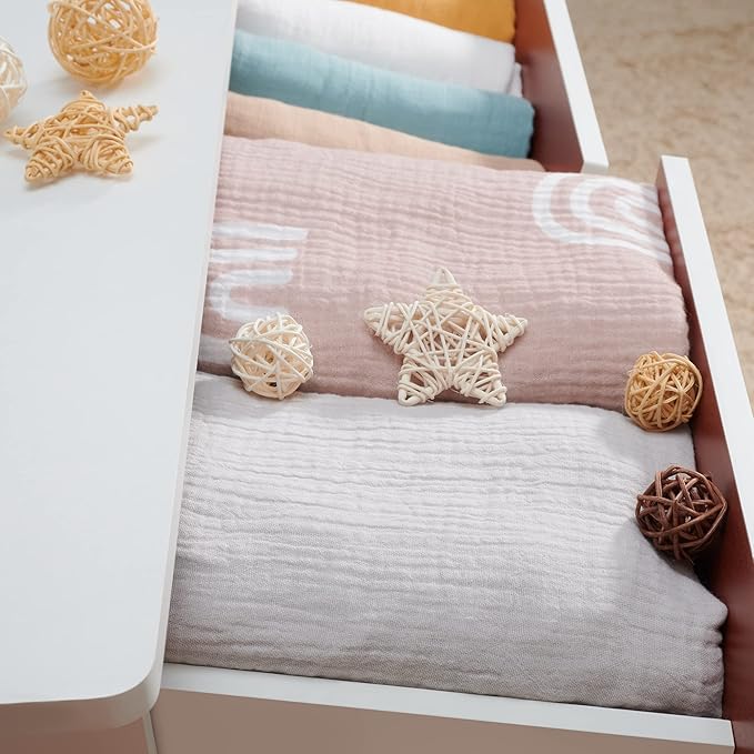 Meracorallo Muslin Mini Crib Sheet, Pack n Play Fitted Sheet, Soft and Breathable Pack and Play Playard Mattress Sheet for Baby Boys and Girls, Rainbow