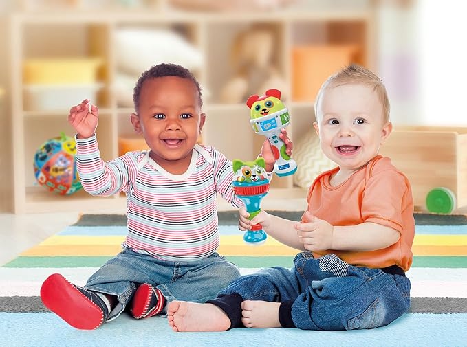 Clementoni Baby Maracas Puppy Friends - 2 Maracas for 6 Months, Early Childhood Musical Game, Percussion to Shake Like a Rattle, Interactive Electronic Musical Instrument, 17985