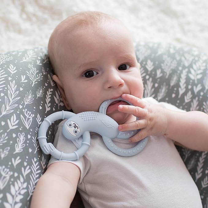 Dr. Brown's Flexees Teether, Blue Sloth, Soft 100% Silicone Baby Teether, BPA Free, 3m+, 1 Pack
