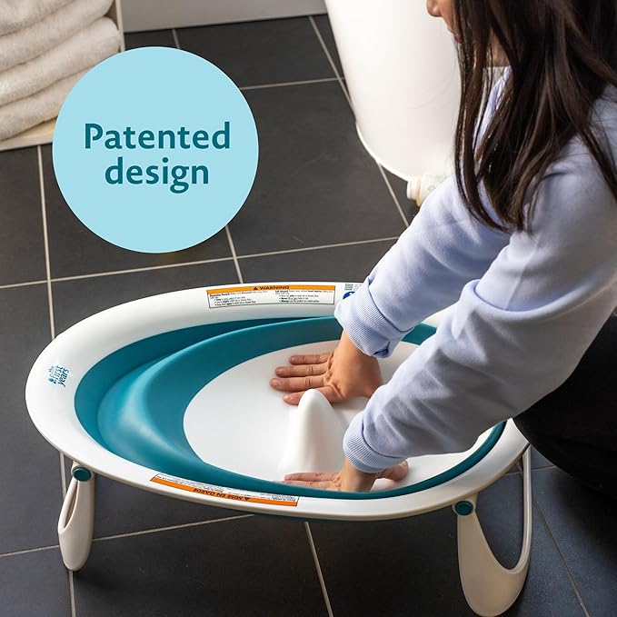 The First Years Sure Comfort Collapsible Baby Bathtub - 2-Position Grow with Me Design - Lightweight and Portable Travel Bathtub for Baby - Ages 0 to 18 Months