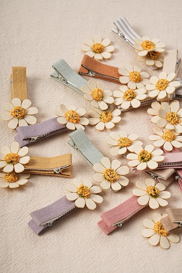 Hair Clips for Girls Women Toddler Baby,Assorted 10Pcs Spring Flower Daisy Fabric Fully Lined Small Alligator Clips Hair Accessories for Teens Child Kids with Thick Thin Hair Gifts