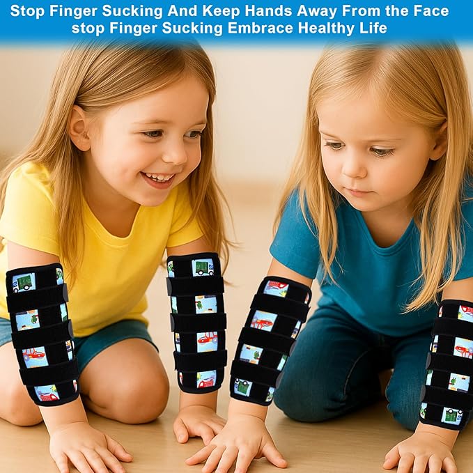 JFHNMLW 2 Pcs Thumb Sucking Deterrent, Sky Blue Automobile Elbow Thumb Guard for Thumb Sucking, Nail Biting Treatment for Kids Prevention Anti Nose Picking for Boys Girls Finger Sucking Prevention
