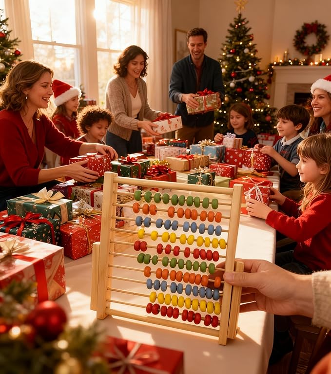 MAGIKON Wooden Counting Number Frame, 10 Rows Abacus for Learning Math (8-Inch)