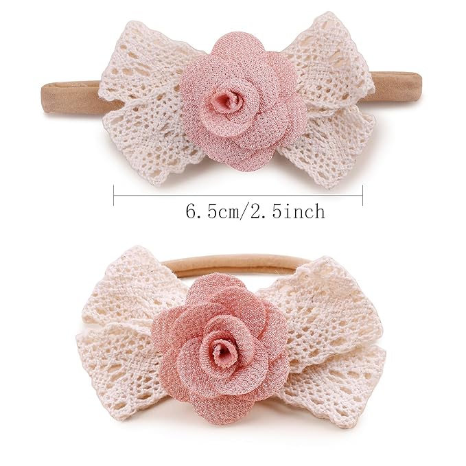 OOSAKU Baby Girl Flower Headbands Set Elastic Floral Headbands 6pcs Soft Nylon Hair Band for Newborn Toddler Hair Accessories (H-F4)