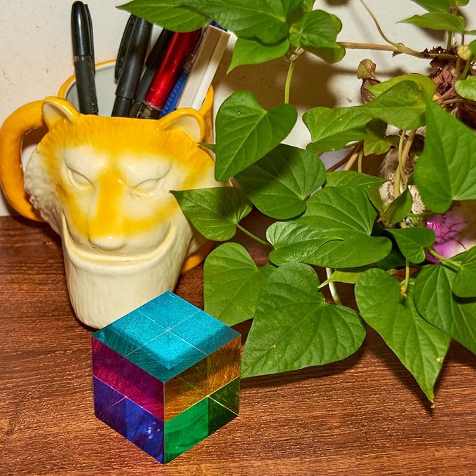 CMY Color Cube, 2.36 inch (60mm) Acrylic Multi-Color Cube Prism for Physics Education, Desktop Decoration Scientific Toys,Gifts for Kids,Fidget Toys
