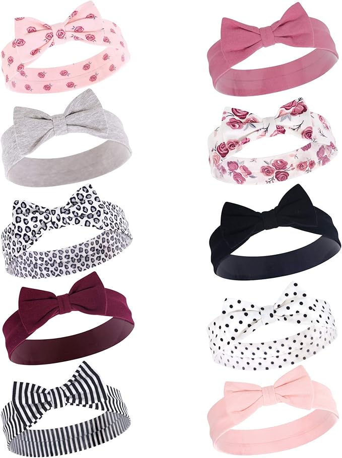 Hudson Baby Cotton and Synthetic Headbands, Size 0-24 Months