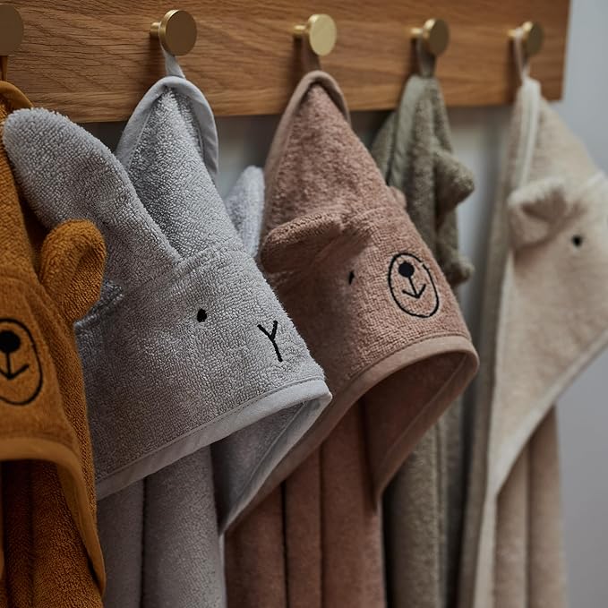 Hooded Baby Towels - 100% Organic Cotton Baby Bath Towels for Baby Boy, 32" x 32" Super-Soft and Absorbent Baby Towels for Newborn (Bear - Baby Blue)