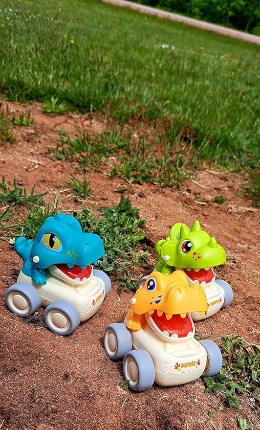 MOONTOY Baby Car Dinosaur Toys for 1 2 Year Old Boy Press and Go Cars for Toddlers 1-3, Push Go Dino Cars Toddler Toys Age 1-2 0-2 Baby Toys 12-18 Months Easter Basket Stuffers 1st Birthday Gifts