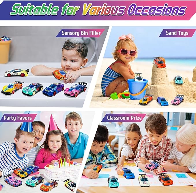 MACALOCA Color Changing Cars Toys Bath Toysva for Ages 1-3 4-8 Easter Basket Stuffers for Kids Grandkids Boys Birthday Gifts Race Cars Themed Party Favors Easter Egg Fillers Sensory Die-Cast Toys