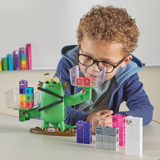hand2mind Numberblocks Blockzee Balance Activity Set, 61 MathLink Cubes, Balance Scale, Educational Math Manipulatives, Numbers for Toddlers, Preschool Learning Activities, Birthday Gifts for Kids