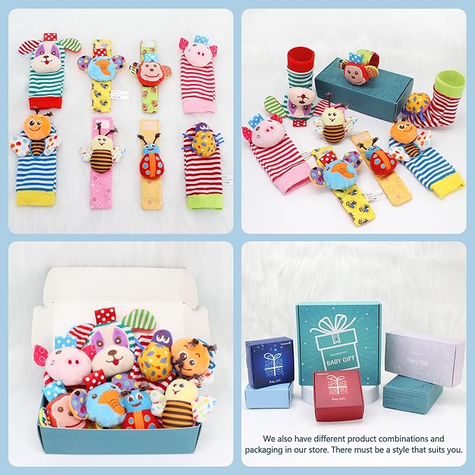 Bloobloomax Baby Rattles Toys for 0-12 Month, Infant Girl Boy Toys for Babies 3-6 Months, Newborn Hand & Foot Toys for 0 to 9 Months, Baby Shower Gifts Set with Wrist Rattle Socks