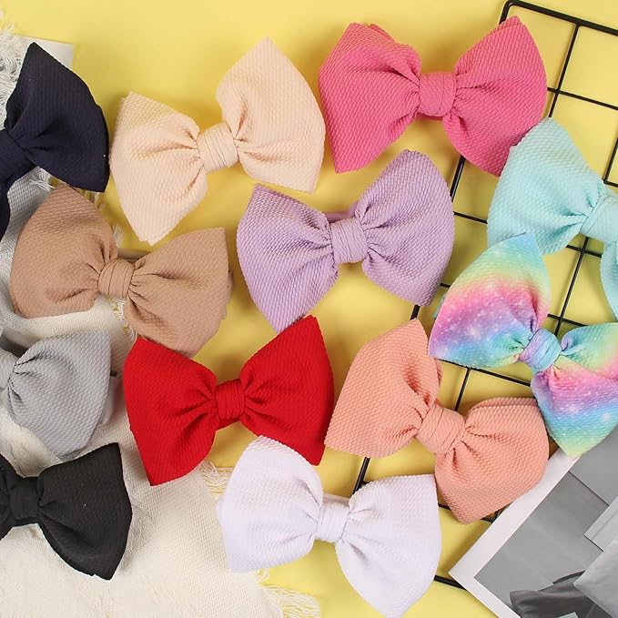 Handmade Large Knot Tied Bow Headband - Stretchy Nylon Soft Elastic Wide Headwraps for Newborns in 12 Colors