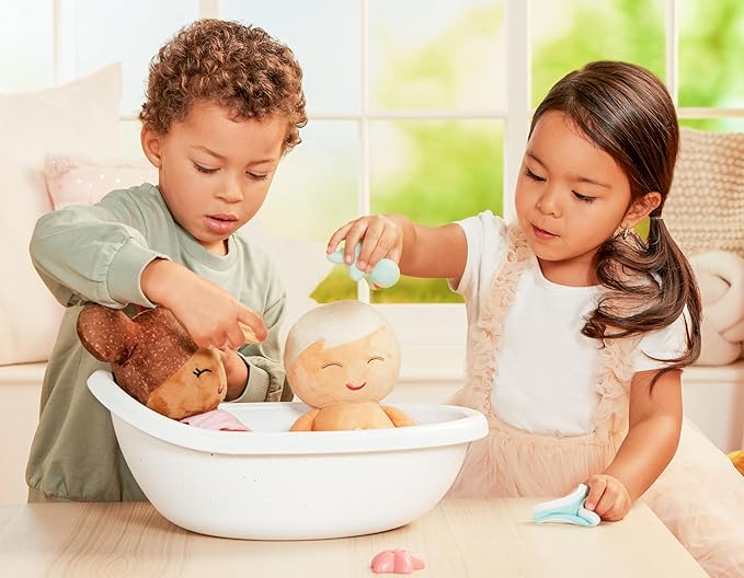 LullaBaby – 14-Inch Bath Doll – Olive Skintone & Light Brown Hair Baby Boy Doll with Accessories – Soft Plush Body – Real Water Play – Tub Toy – Kids Ages 2+
