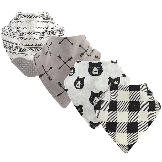 Yoga Sprout Bandana Bib with Teether, Bear Hugs 4 Pack