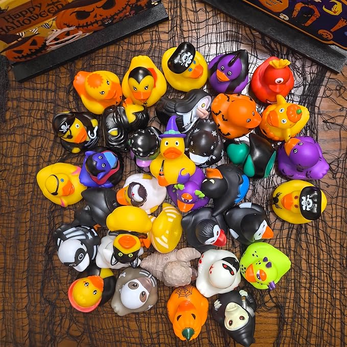 36 PCS Halloween Rubber Ducks in Bulk, Halloween Ducks for Jeep Ducking - Assorted 2" Halloween Themed Duckies | Kids Party Favors, Trick or Treat Gifts, Gift Exchange, Cruise Ducks,Bath Toys