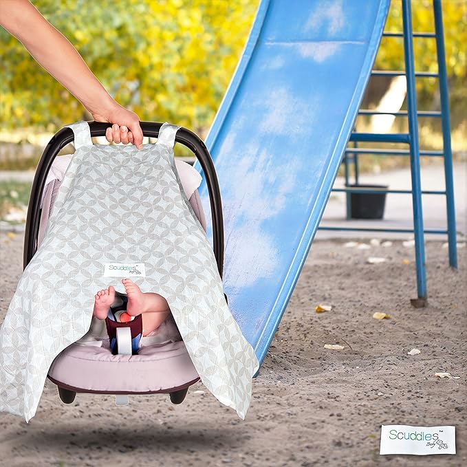 Scuddles Baby Car Seat Covers & Canopy - Sun Safety Blocker for Babies and Infant, Unisex Designs