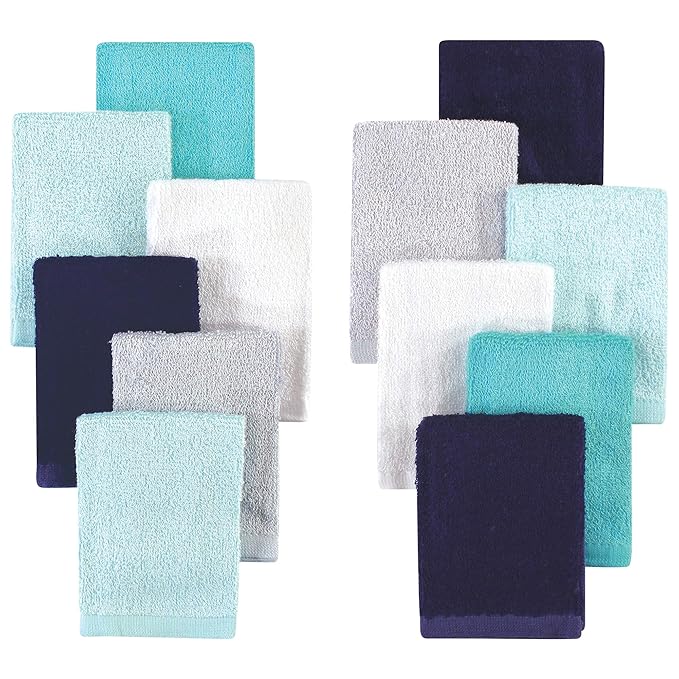 Hudson Baby Unisex Baby Rayon from Bamboo Woven Washcloths 12pk, Navy Teal, One Size