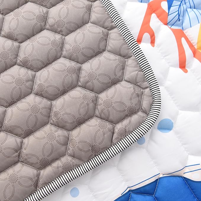 TADO MUSLIN Baby Play Mat 50x50 Inch, Thickened Soft Floor Mat for Playpen, Machine Washable Foam Crawling Mat with Non-Slip Bottom for Babies and Toddlers, Foldable Padded Playmat