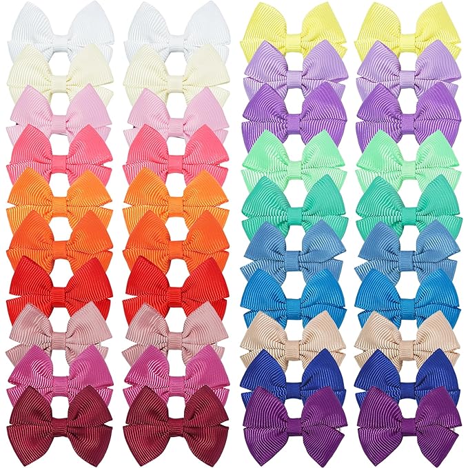 CellElectin 40Pcs Hair bow Clips 2Inch Mini Hair Clips for Baby Fine Hair 20 Colors in Pairs