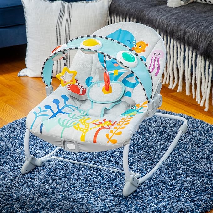 Baby Einstein Ocean Explorers Kick to It Opus Musical Infant to Toddler Rocker, Baby Chair, Baby-Activated Music and Lights, Ages 0-30 Months