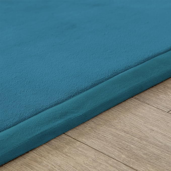 Loartee Nursery Rug Coral Velvet Crawling Rugs Mat Area Rugs Play Crawling Mat(6'7"x9'10", Blue) for Toddler Children Play Mat Yoga Mat Exercise Pads Carpet