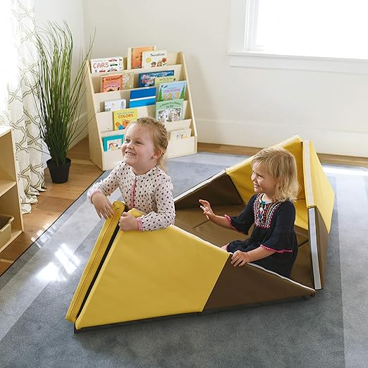 ECR4Kids SoftZone Camp, Canoe and Tumble Too, Folding Playmat, Chocolate/Yellow
