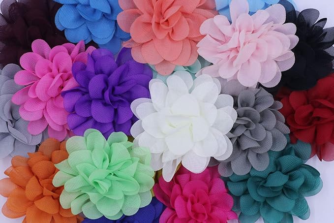 YYCRAFT Pack of 30 Chiffon Flower 3" Hair Flower Headband Bow-Mix
