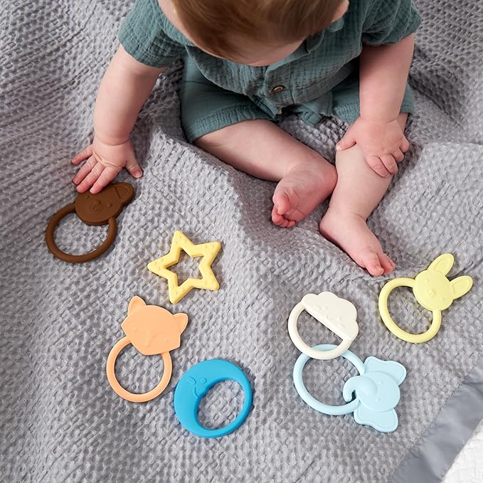 C.R. Gibson 100% Food Grade Silicone Fox Baby Teether for Infants, 2.75" x 4.25", Multicolor