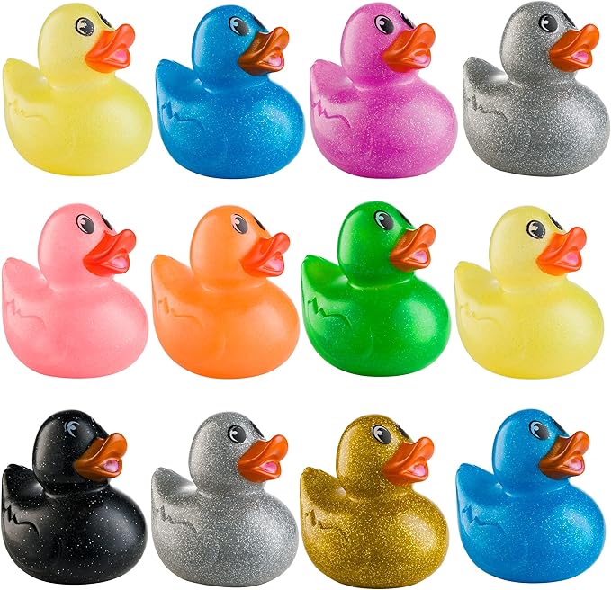 Bedwina Glitter Rubber Ducks in Bulk, Jeep Ducks for Ducking and Cruise Gifts, Kids Bath Toys, Mini Floating Rubber Duckies - Party Favors, Bulk Toys for Kids, Pool, Birthday, Decor - 600 Count
