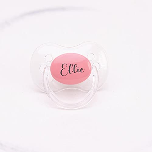Personalized Pacifier with Name, 3 Pack Glitter, White & Pink, (0-6 Months & 6-18 Months Available), Engraved Binky, Custom Pacifiers, CAN BE STERILIZED (6-18 Months)