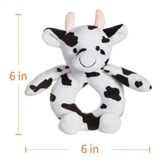 Apricot Lamb Baby Cow Calf Soft Rattle Toy, Plush Stuffed Animal for Newborn Soft Over 0 Months (cow, 6 Inches)