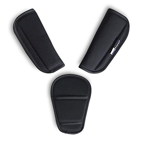 3 Pieces Baby Stroller Car Seat Strap Covers and Crotch Pad Combo Black, Soft Strap Covers Universal for Newborns Infants Kids Child