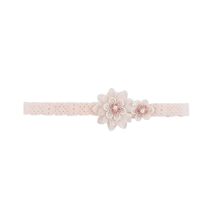 Baby Girl Headband White Lace Hairband Elastics Flower Head Wrap Hair Accessories Gift for Newborn Infant Toddlers Kids Baptism Shower Gift Birthday Wedding Party (Style 6)