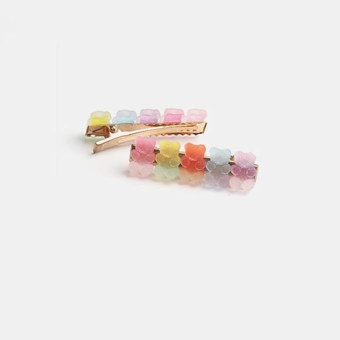2Pcs Colorful Hair Clips Barrettes Gummy Bear Shaped Mixed Colored Cute Hair Pins Hair Accessories Sugar，Clips and Barrettes