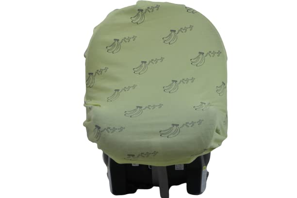 Nursing and Carseat Cover - Japanese Banana Print Design - Discreet, Breathable, Stretchy, carseat Cover, Breastfeeding Cover, Grocery Buggy cart seat Cover,